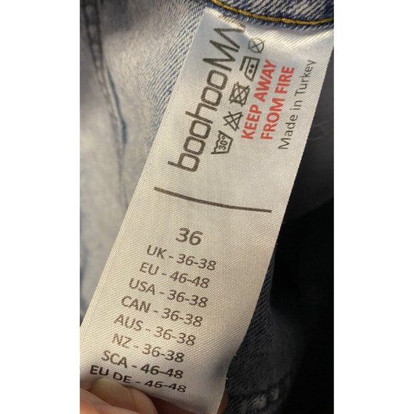 Boohoo Man  Mens 36X30 Jeans Grahic  Button Down Light Stone Wash - Picture 12 of 15